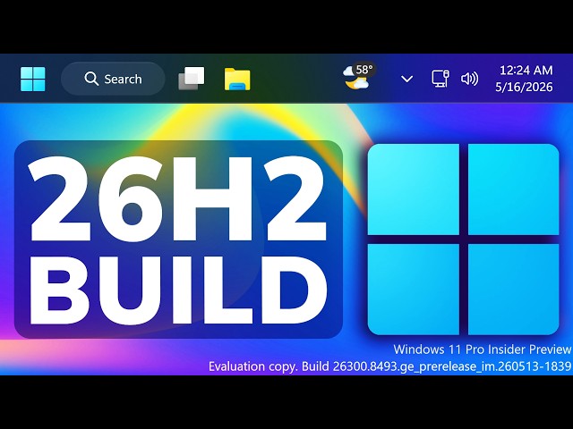 New Windows 11 26H2 Build 26300.8493 – New Movable and Small Taskbar, Search, Widgets (Experimental)