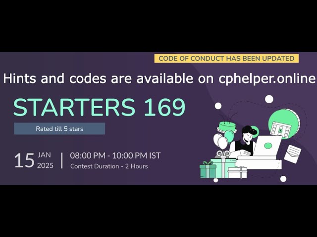 Codechef starters 169  Hints and Codes  #codechef  #codechef
