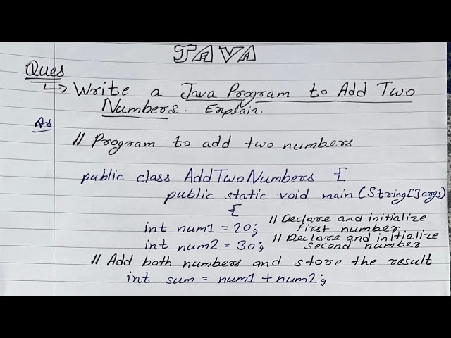 Java Program to Add Two Numbers | Complete Code & Step-by-Step Explanation for Beginners | Core Java