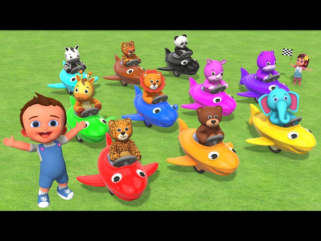 Learn Colors for Kids with Shark Cars Racing 🚗 | Kids Outdoor Fun Preschool Learning Educational