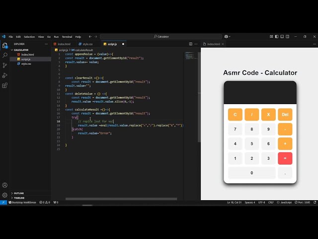 ASMR Code  - Calculator App Coding html css js - No Talking