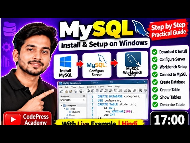 MySQL Install & Workbench Setup Step by Step | Create Database & Table | Hindi