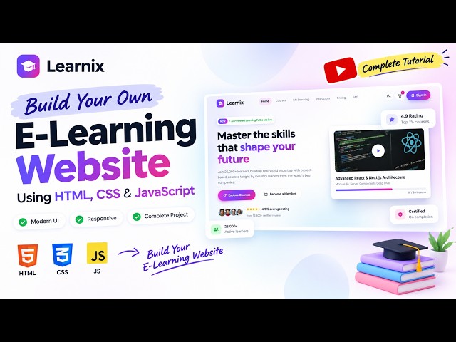 🚀 Build a Modern E-Learning Platform Website | HTML, CSS & JavaScript