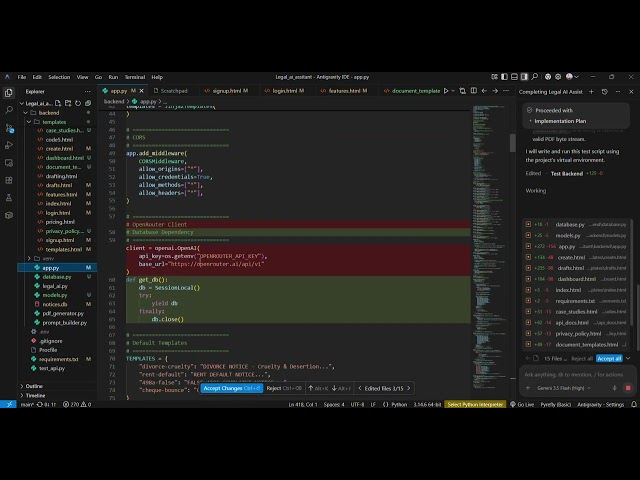 Legal AI Assistant Built with FastAPI #india #python #antigravity #google #microsoft #youtube