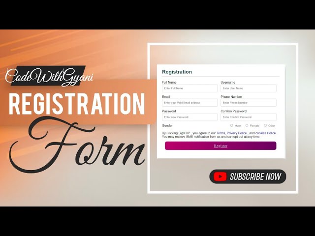 Create a Registration Form with HTML and CSS | Code With Gyani
