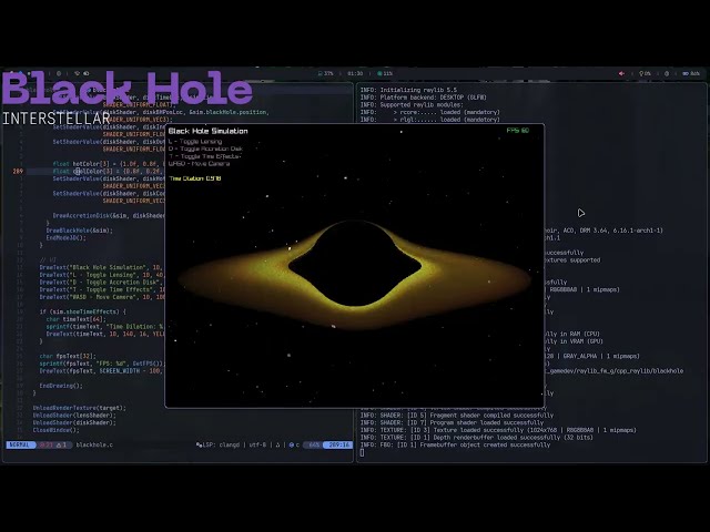 Black Hole simulation := Raylib Game Engine