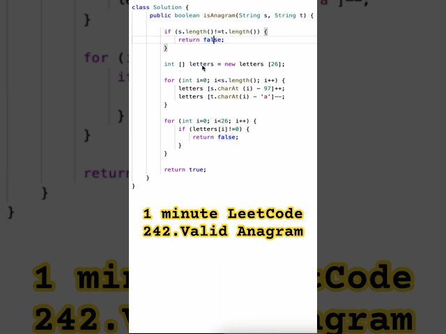 1 minute LeetCode - 242. Valid Anagram
