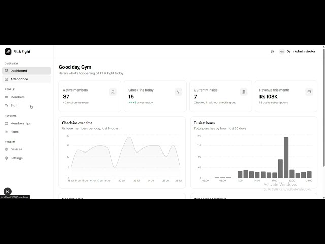 Gym Management System — ZKTeco Biometric Attendance