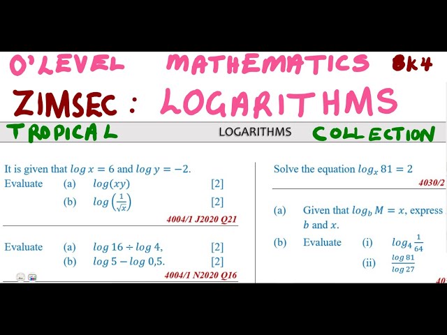 O level Mathematics Logarithms Exam ZIMSEC Part 1@mathszoneafricanmotives  @mathwithlightone