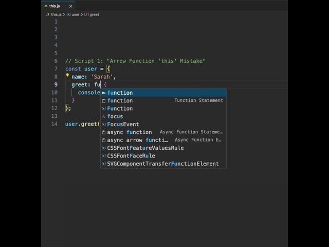 Arrow Function 'this' Mistake #coding #frontendcourse #javascript