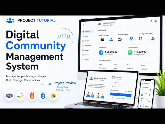 Digital Community Management System | PHP Project |Complete Preview & Introduction| Full Source Code