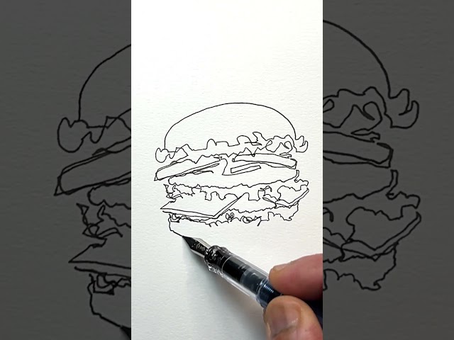 An American Pastime #onelinedrawing #howtodraw #arttutorial #burger