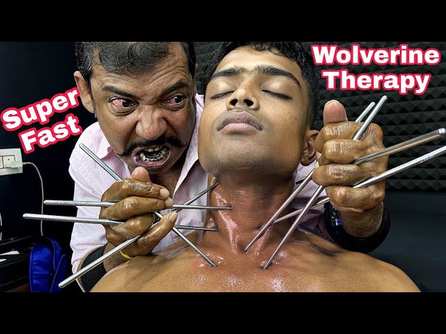 Wolverine Asim Barber Super Fast Head And Neck Massage With Chopstick | Hair Crack Neck Crack ASMR