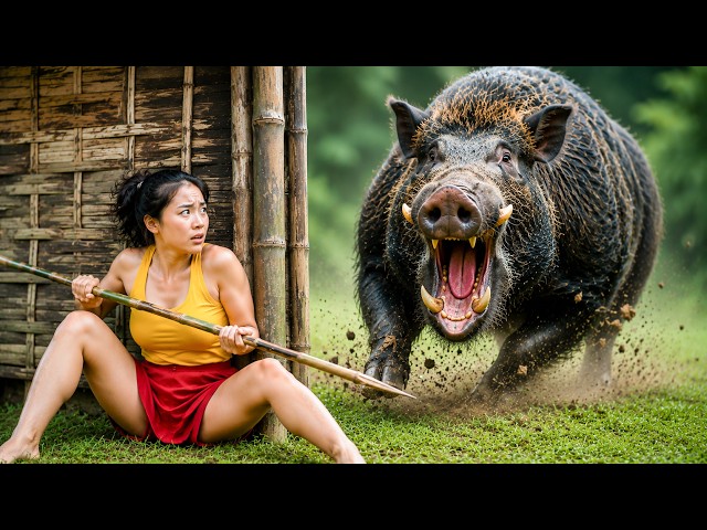 100 Days Survival in the Wild – Building Shelter, Boar Traps & Living Alone 🐗⚠️🔥 | Survival Skills