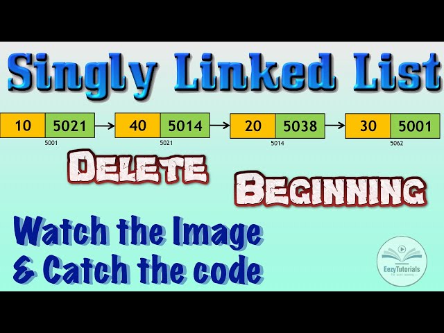 3.1.6 Delete a node at beginning in a  singly linked list | Singly Linked List Deletion at Beginning