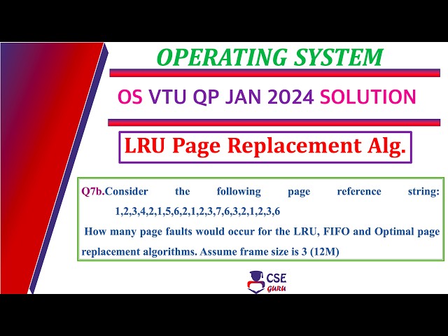 LRU Page Replacement Algorithm | Q7b | vtu question paper Jan 2024 solution | OS | BCS303