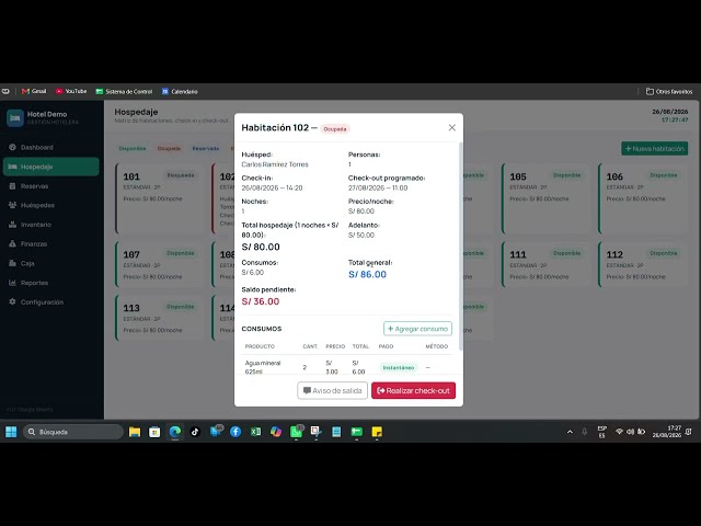 🏨 Sistema Profesional de Hospedaje | Módulo de Caja y Inventario – Google Sheets + Apps Script