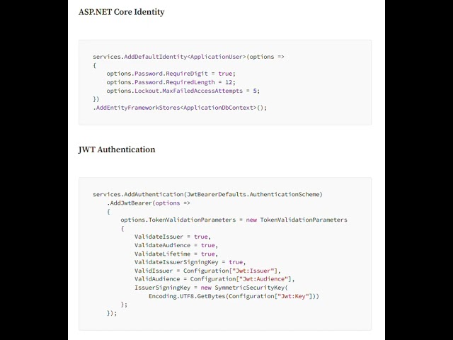 aspnet core identity & jwt auth in Dotnet