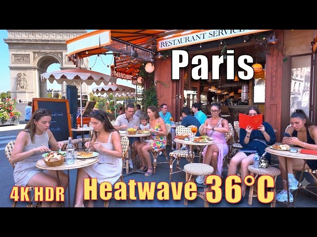 🔥 PARIS HEATWAVE Summer Walk 2026 • Trocadéro, Ave Kléber to Champs-Élysées [4K HDR]