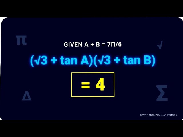If A+B=7𝜋/6 then find the value of (√3+tanA)(√3+tanB) 