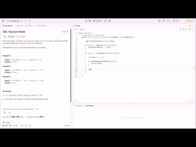 LeetCode 383. Ransom Note. Easy. Java solving
