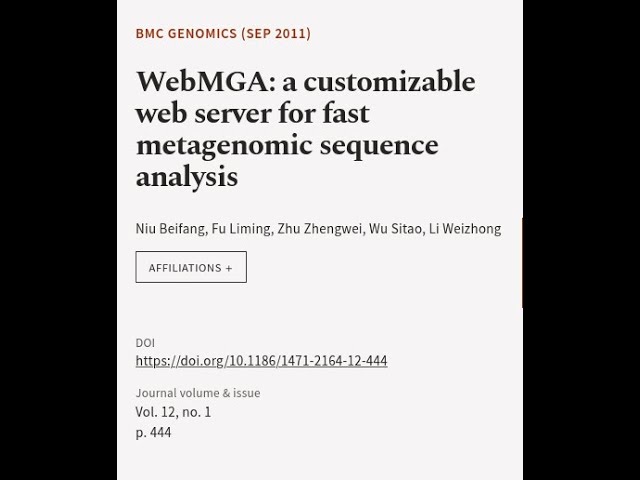 WebMGA: a customizable web server for fast metagenomic sequence analysis | RTCL.TV