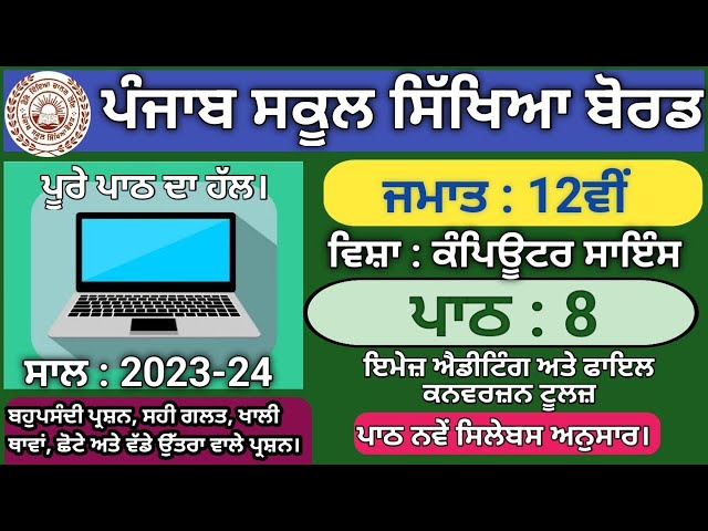 pseb class 12 lesson 8 questions answer 2023 | Computer science