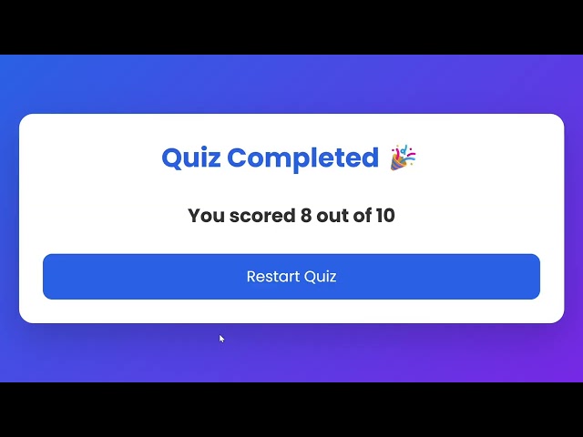 JavaScript Quiz Application 🔥 Complete Project with Source Code