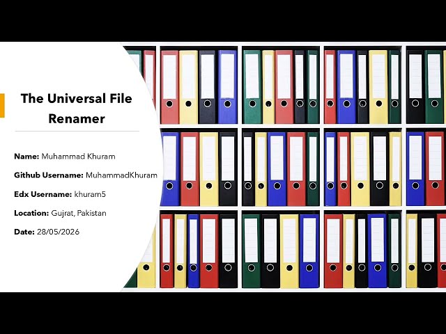 CS50P Final Project | THE UNIVERSAL FILE RENAMER