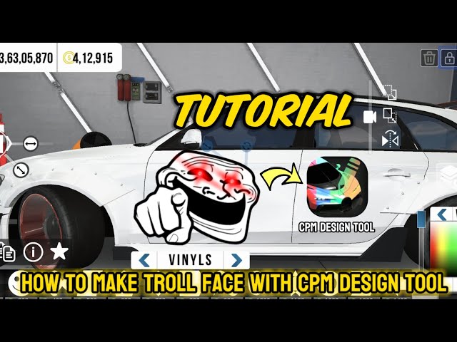 How to Make Troll Face Livery Design with CPM Design Tool App | Car Parking Multiplayer 