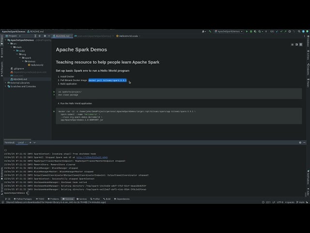 Apache Spark Environment and Hello World app in 3mins