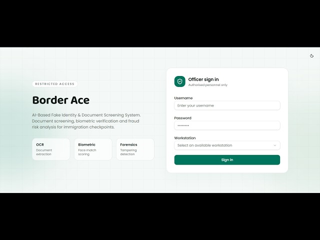 Border Ace Demo | Team Solved | ps - 26188 | Al-Based Fake Identity & Document Screening System