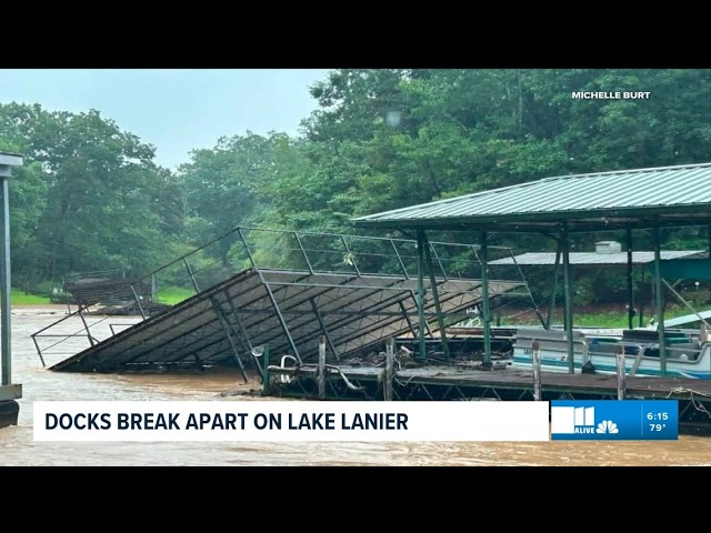 Photos, video show docks breaking apart on Lake Lanier