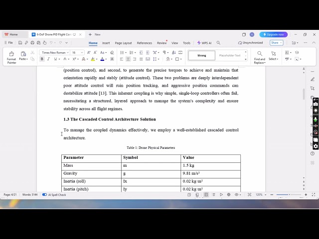 Design & 6-DoF Simulation of a Drone PID Flight Controller in MATLAB