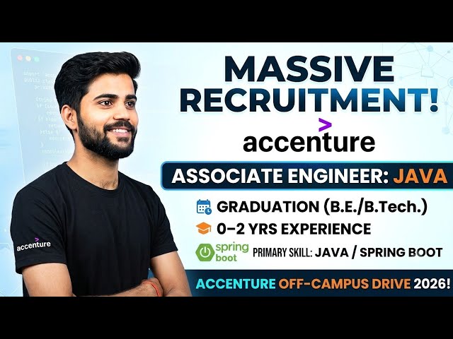 Accenture Hiring Associate Engineer 2026 | Java Backend Developer Jobs | Freshers & 0-2 Years Apply 