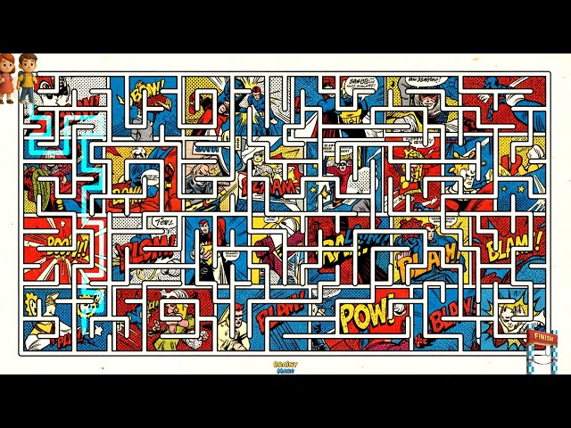Maze Game Challenge: Solving the Animated Solution Maze Puzzle Game! Comic Book Theme Maze Puzzle