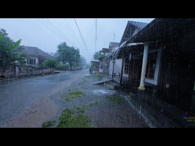 Relaxing Walk in Vilage Rainy Days | ASMR Rain Sounds for Sleeping