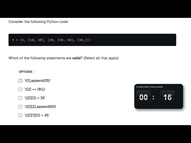 Which Python Tuple Operations Are Valid? 🐍 | 25-Second Challenge