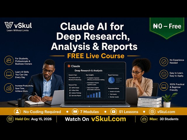 Claude AI for deep Research, Analysis & Reports | Module 2 #vskul #claude #claudeai #AIforBeginners