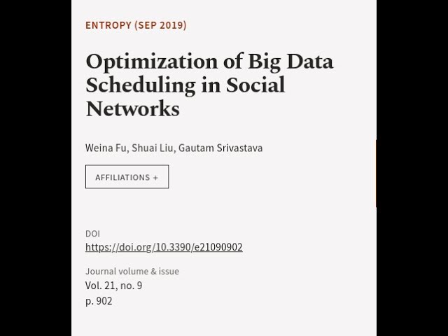 Optimization of Big Data Scheduling in Social Networks | RTCL.TV