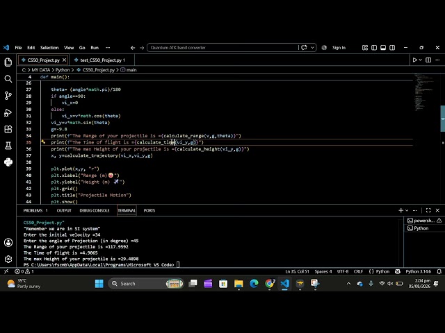Projectile Motion Simulator | Python & Matplotlib | CS50P Final Project