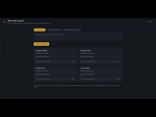LLM Council Dashboard | Compare AI Models & Generate Final Verdict