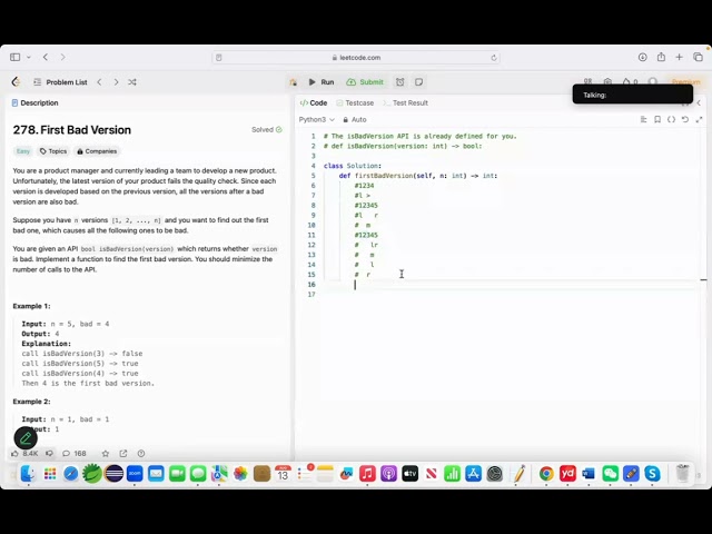 278. First Bad Version - Using Python