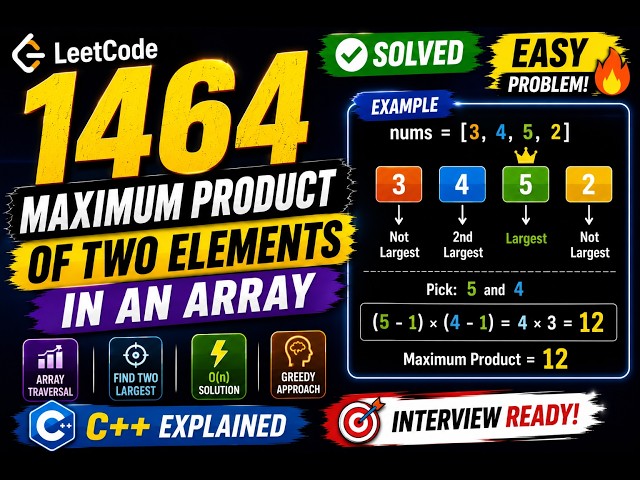 LeetCode 1464 | Maximum Product of Two Elements in an Array 🔥 | Easy C++ Solution