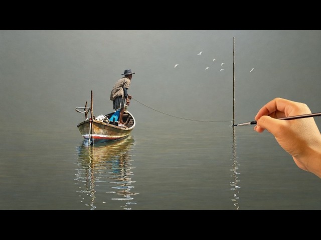 🚤 Can You Paint This Simple Fishing Boat in Acrylic? | Easy Painting Tutorial for Beginners