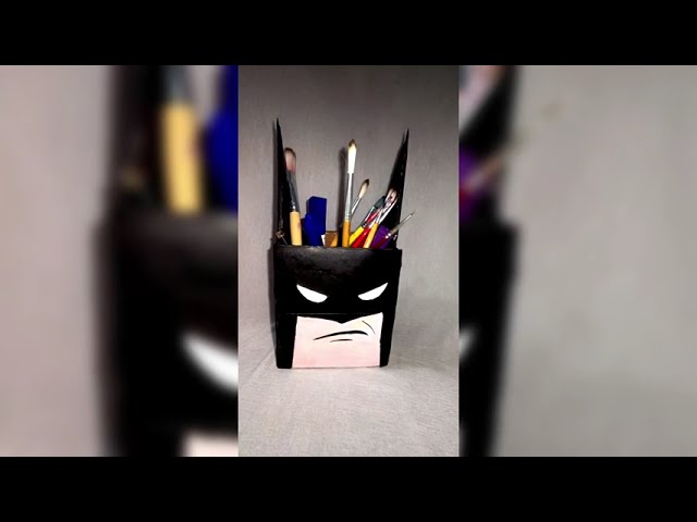 DIY Batman desk organizer from cardboard - easy craft tutorial
