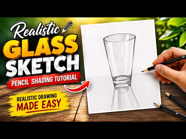 Realistic Glass Sketch | Easy Pencil Shading Tutorial | Realistic Drawing Made Easy
