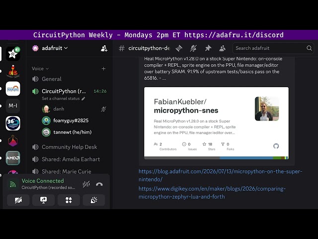 CircuitPython Weekly Meeting for July 20th, 2026 @circuitpython #circuitpython #adafruit