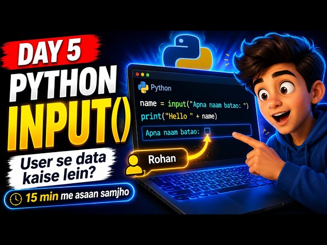 Python Input Function for Beginners | Taking User Input in Python | Hindi/Urdu | Day 5 | User Input