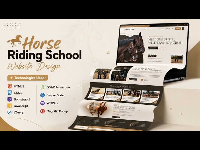Horse Riding School Website Design | Responsive HTML5 Template | Frontend Web Design 2026